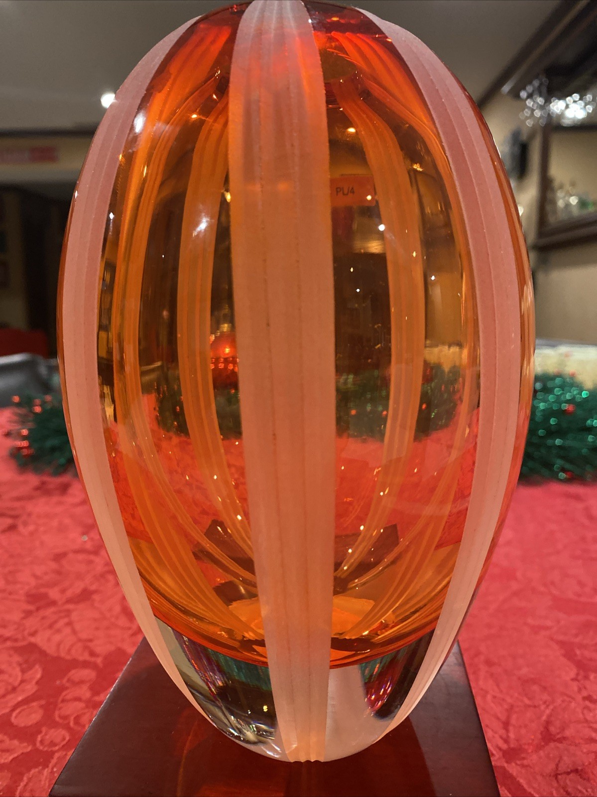 Gorgeous Waterford Crystal Evolution Amber Mesa Sunrise Striped Vase-8” Heavy