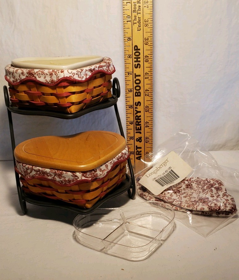 Longaberger 2001 Sweetheart Red Love Baskets W/liners  Protects 2 Comp & 2 3comp