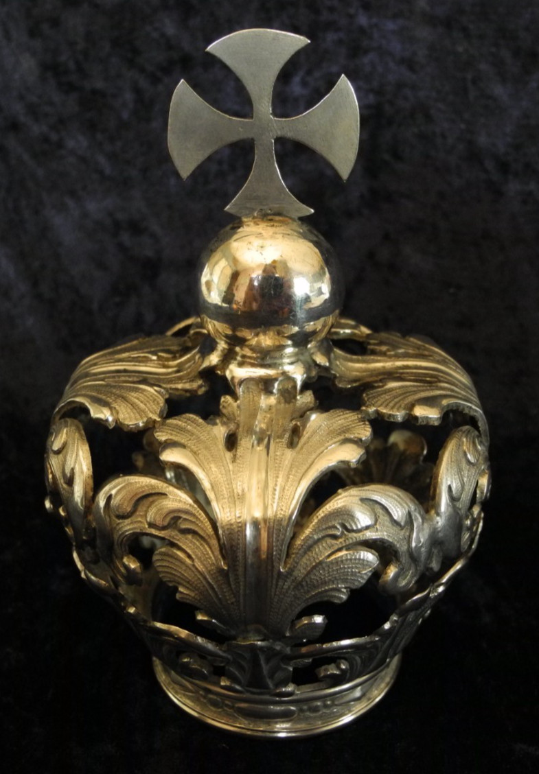 OLD RARE ANTIQUE 18TH SOLID SILVER MADONNA CROWN 133GR. GHENT GUILD EX VOTO