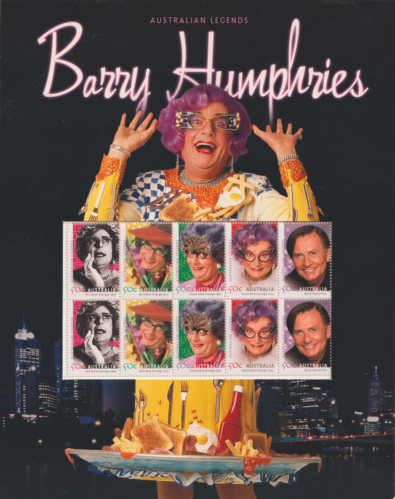 Australia 2006 Australian Legend Barry Humphries (R.I.P.) stamp sheet in Pack