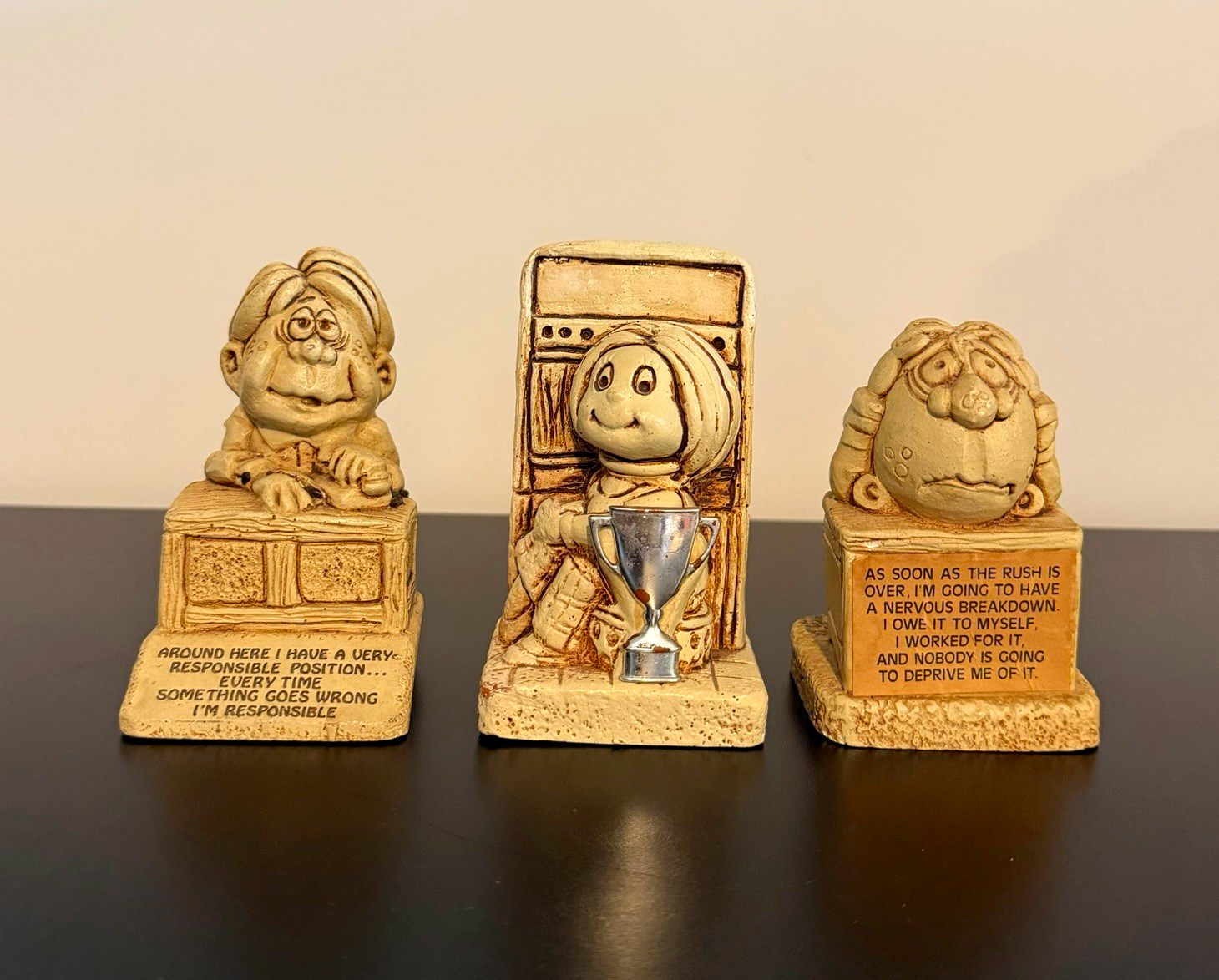 Vintage Paula Figurines Lot of 3 1970s Made USA Funny Office Work Humor