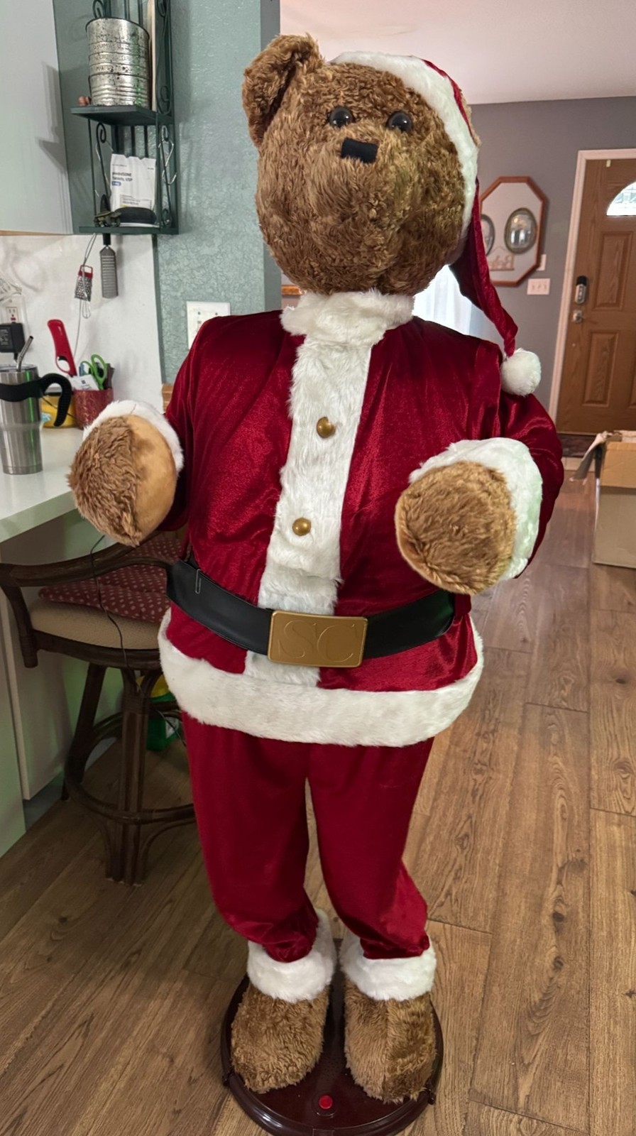Vtg Gemmy 5ft Santa Bear -Animated - Life Sized