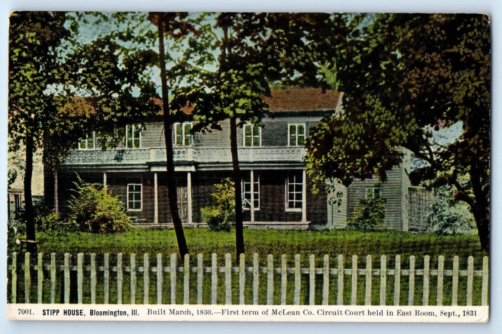 1910 Bloomington Illinois Postcard Stipp House First Term McLean Co. Court Home