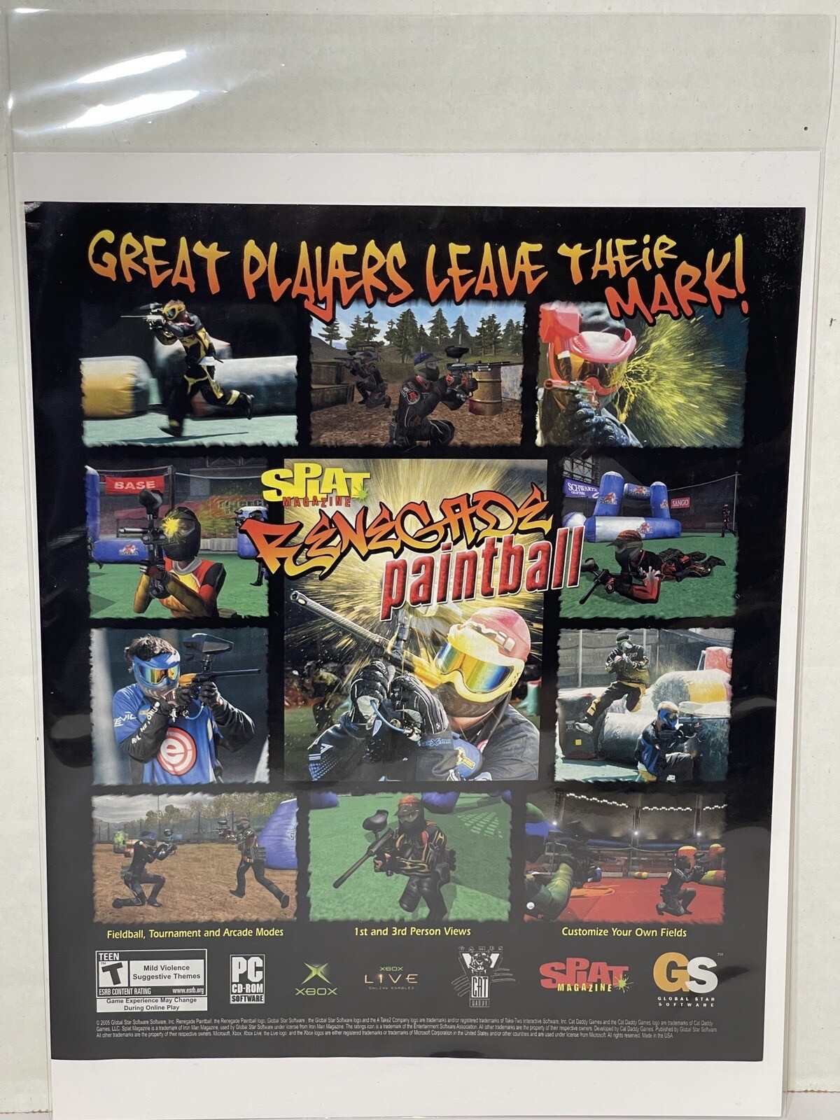Splat Magazine Renegade Paintball PC Xbox Game Art 2005 Vintage Print Ad B