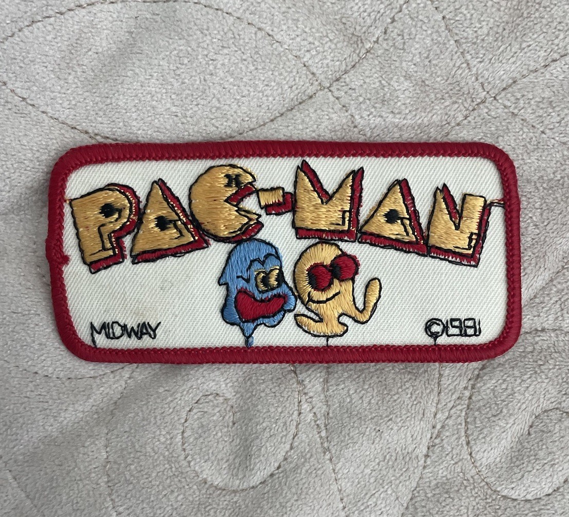 Vintage 1981 Midway Pac-Man Embroidered Arcade Game Patch ORIGINAL mint Rare