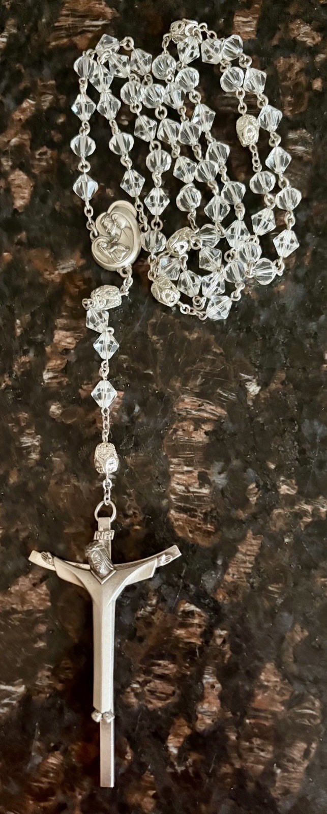 Vintage sterling silver Rosary 22” 55g ~ CREED