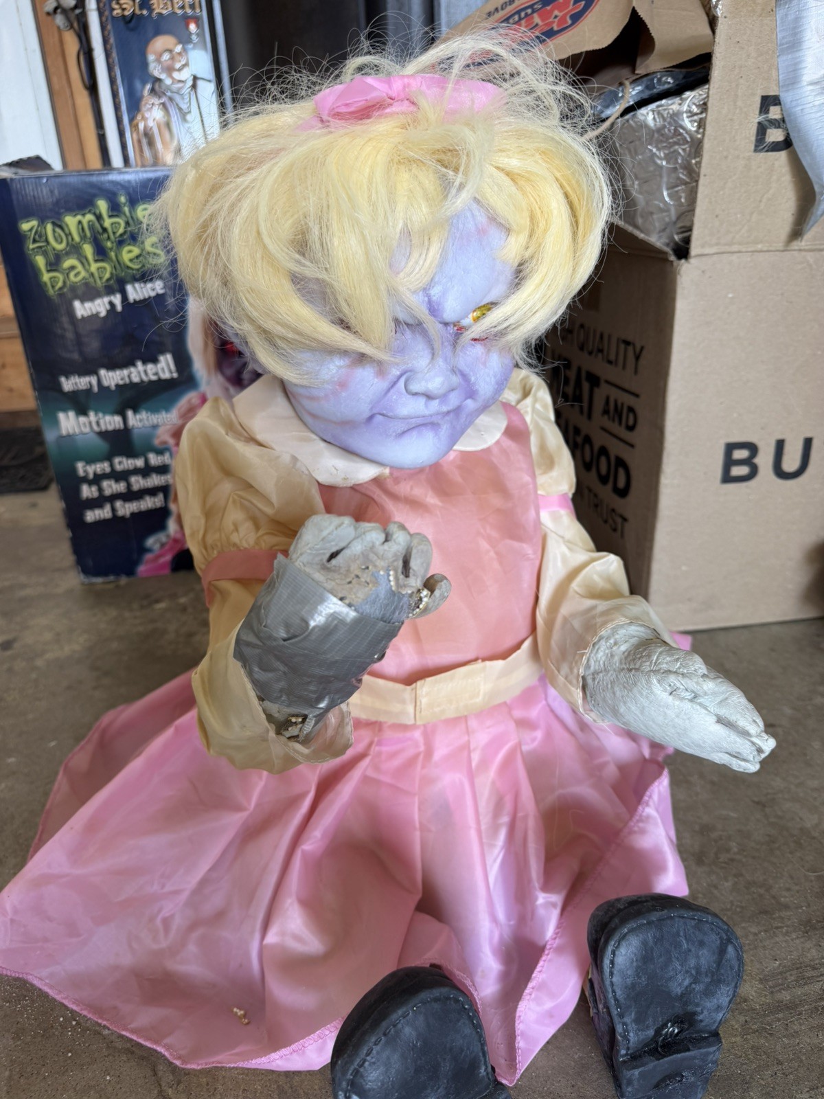 Spirit Halloween Angry Alice Zombie Baby Prop DAMAGE, Only Glowing Eyes Works