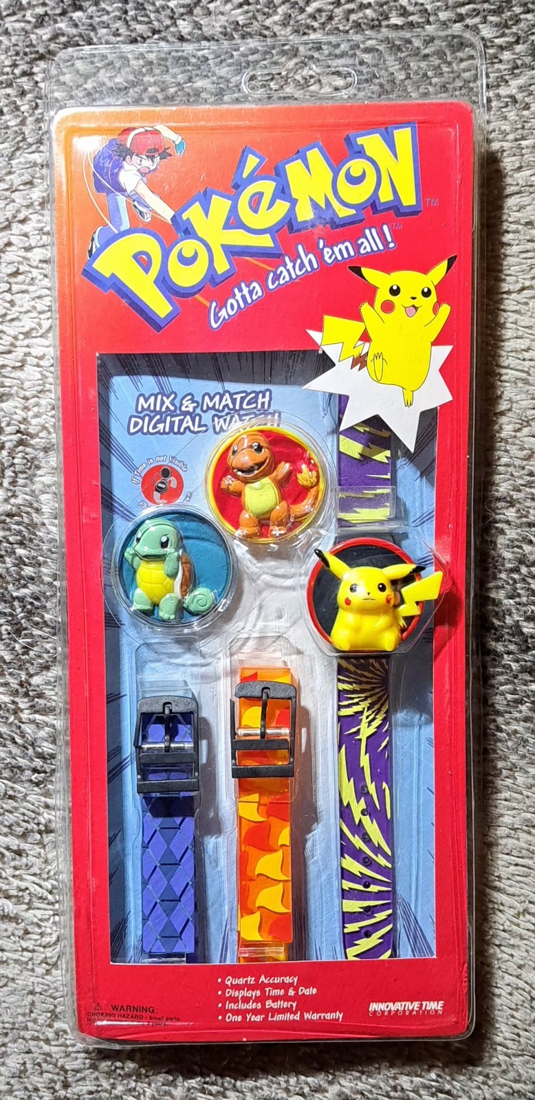 Sealed VINTAGE Pokemon Watch Mix & match digital 1999 Nintendo PIKACHU - SALE