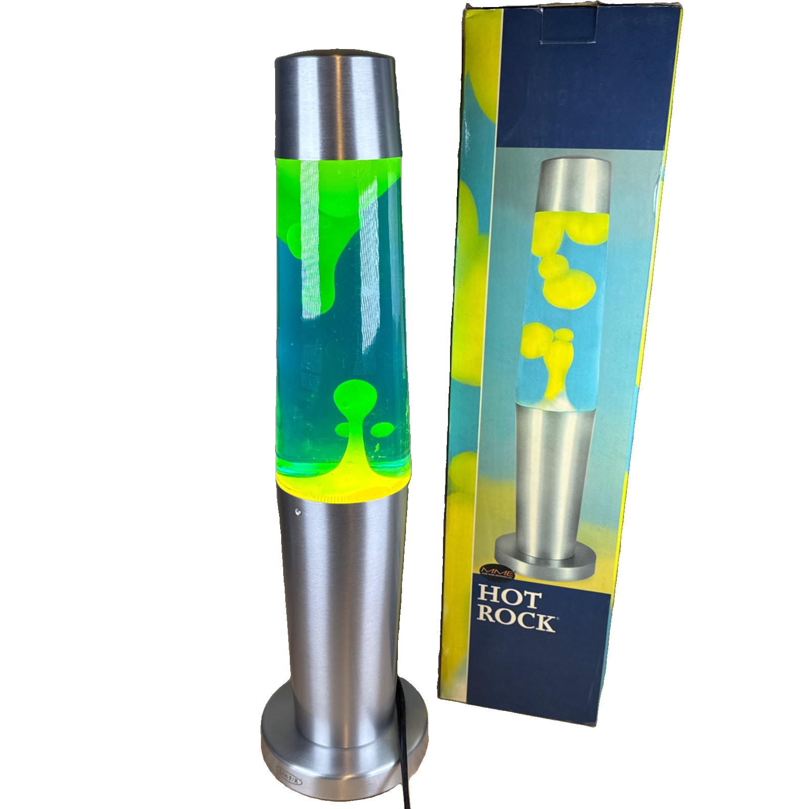 Vtg 2003 MME Inc. Lite F/X Hot Rock Blue Yellow Liquid Lava Lamp New Model 46502