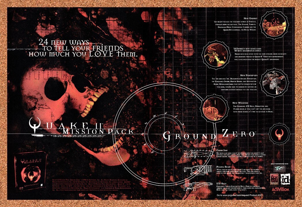 1997 Quake II Mission Pack Ground Zero PC Original Ad / Retro Wall Art v1