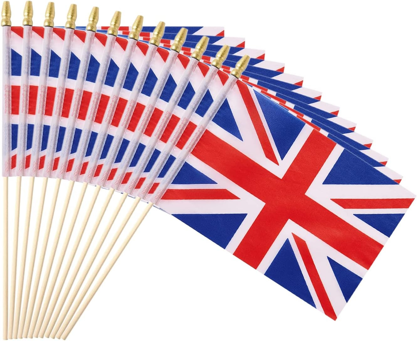 25Pack Small British UK Flag Handheld Mini Britain Flag on Stick 5x8 Inch