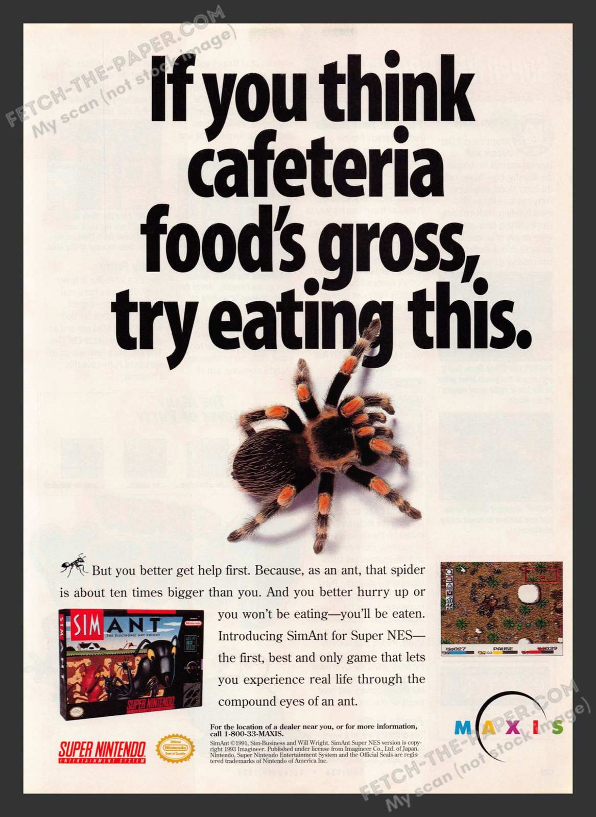 1990s Sim Ant Print Advertisement Video Game Ad 1993