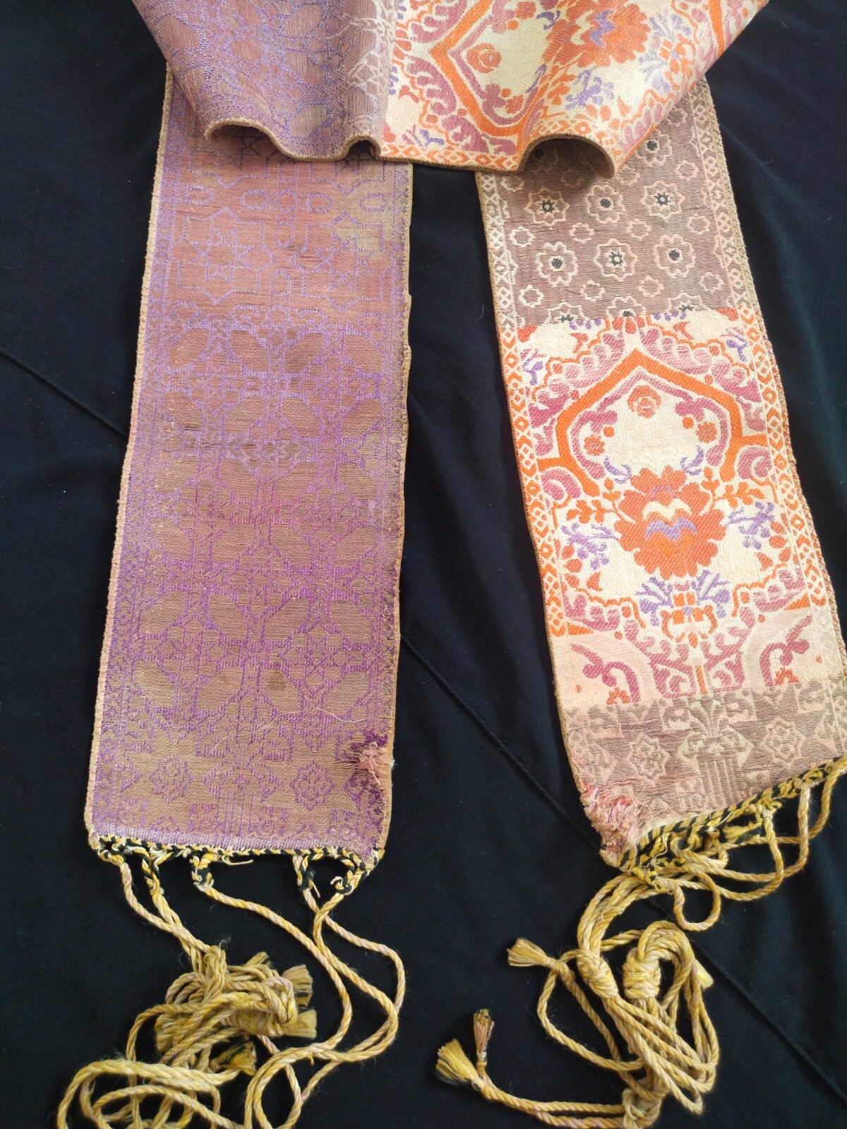 antique Moroccan fez belt metallic and silk woven brocade embroidery item1217