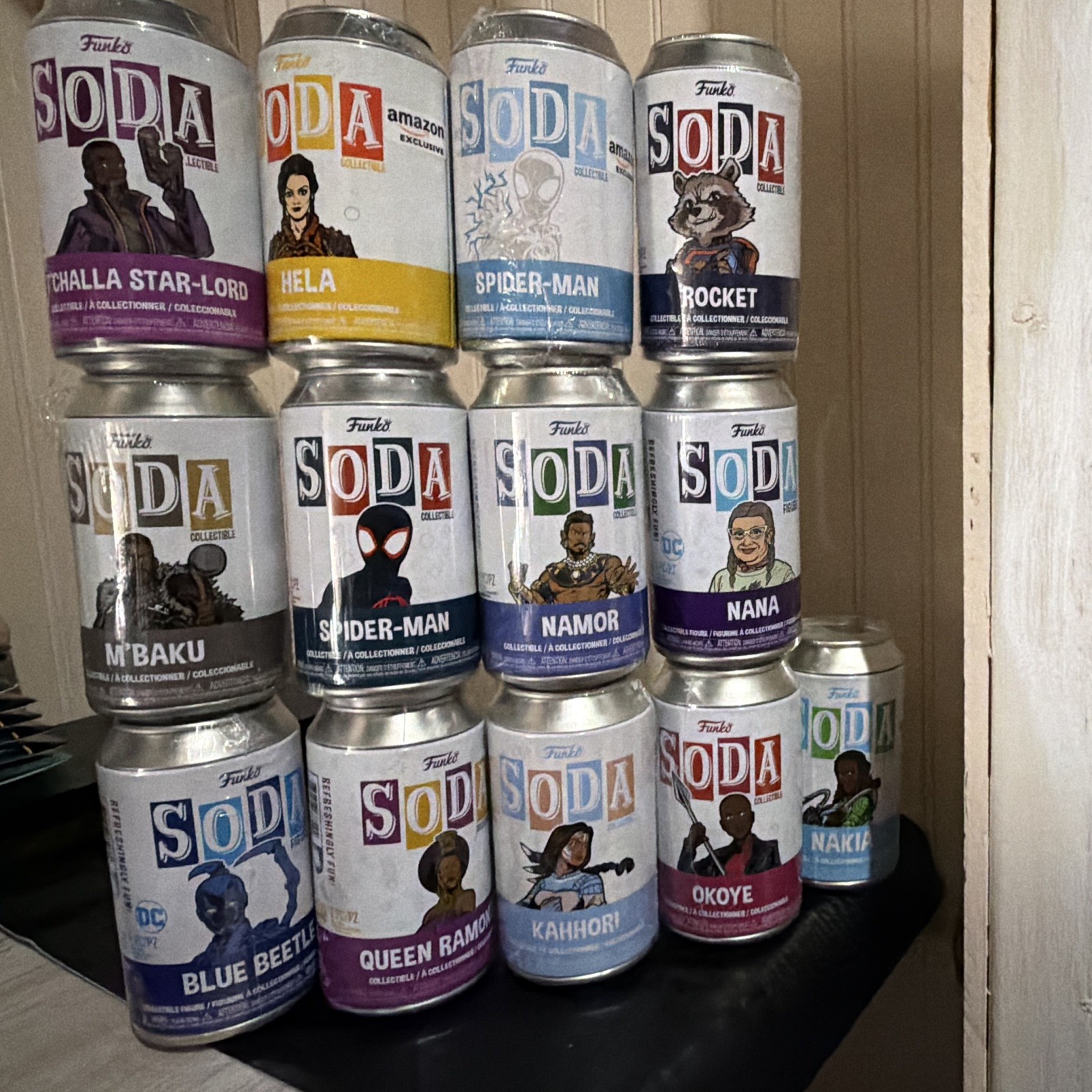 Funko SODA Mixed Lot 13 Cans Marvel/DC T'Challa Star-Lord Spider-Man Amazon