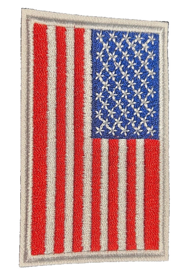 AMERICAN FLAG EMBROIDERED PATCH iron-on WHITE BORDER US UNITED STATES SHOULDER