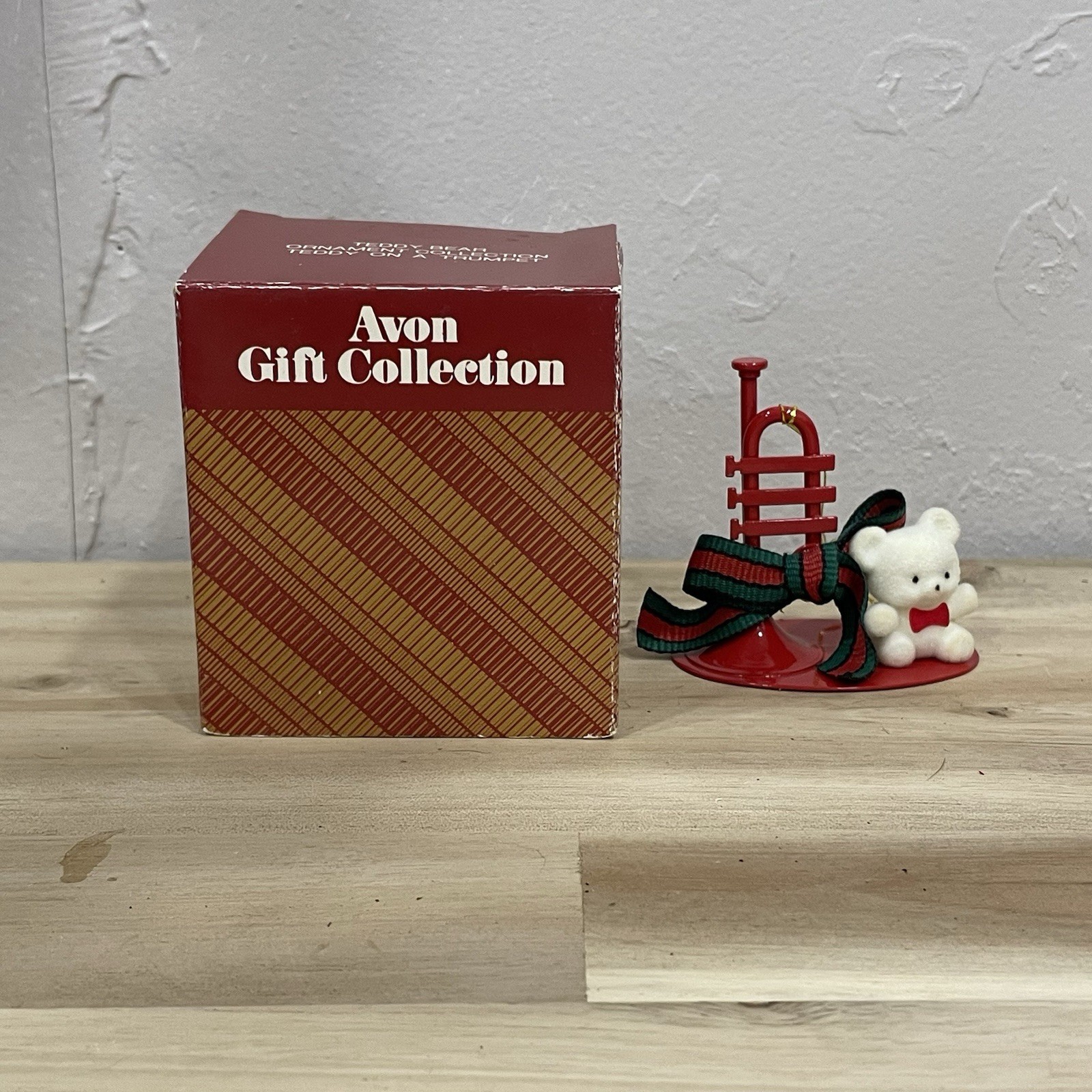 Teddy on a Trumpet Vintage Avon Teddy Bear Collection Red Christmas