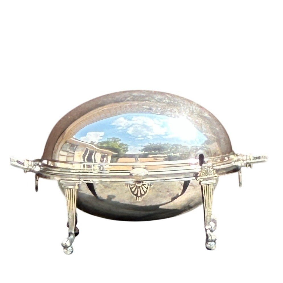 Antique Circa 1880 English Silver Plate Revolving Top Edwardian Food Warmer