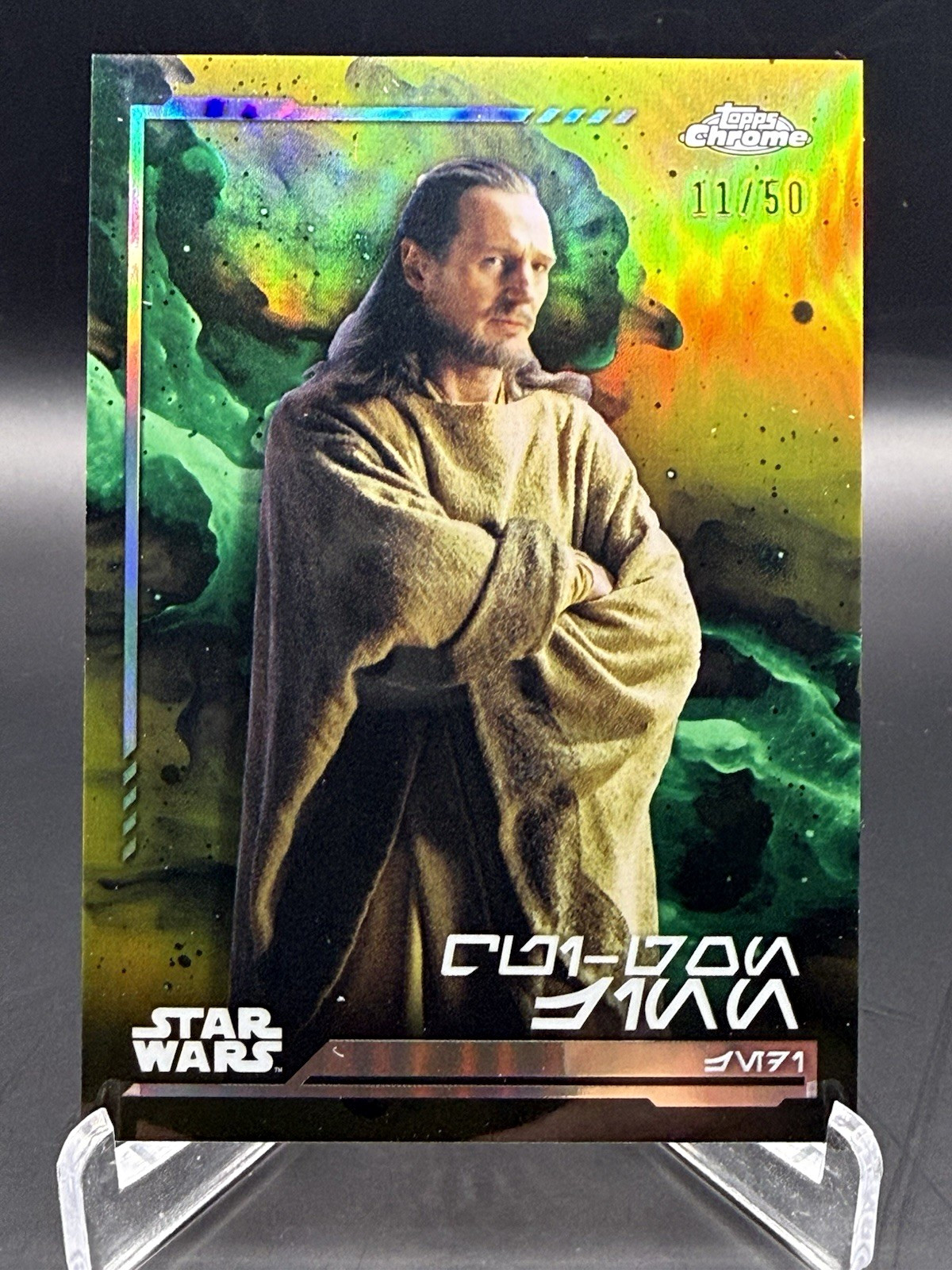 2017 Topps Chrome Star Wars Qui-Gon Jinn AV-128 Serial Numbered /50