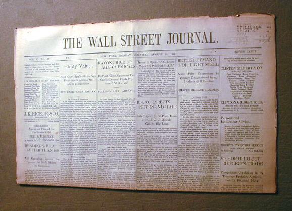 Rare Original 1932 Wall Street Journal printed at depths of the GREAT DEPRESSION