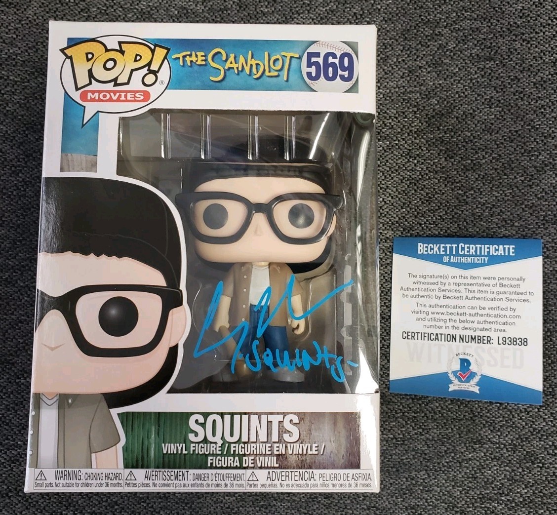 FUNKO POP MOVIES THE SANDLOT #569 SQUINTS SIGNED BY CHAUNCEY LEOPARDI PRE OWNED