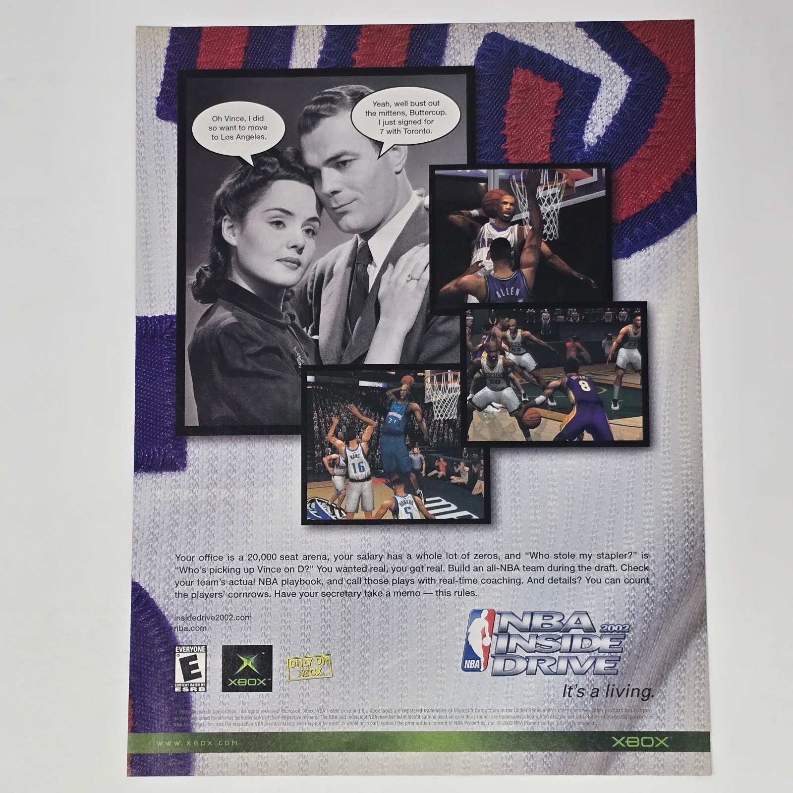 NBA Inside Drive 2002 Microsoft Xbox Buttercup Print Ad/Poster Promo Art