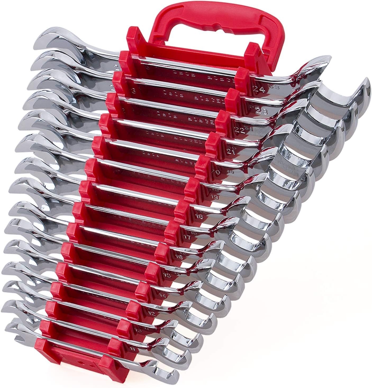 15-Piece Premium Angle Head Open End Wrench Set, Chrome Vanadium Steel