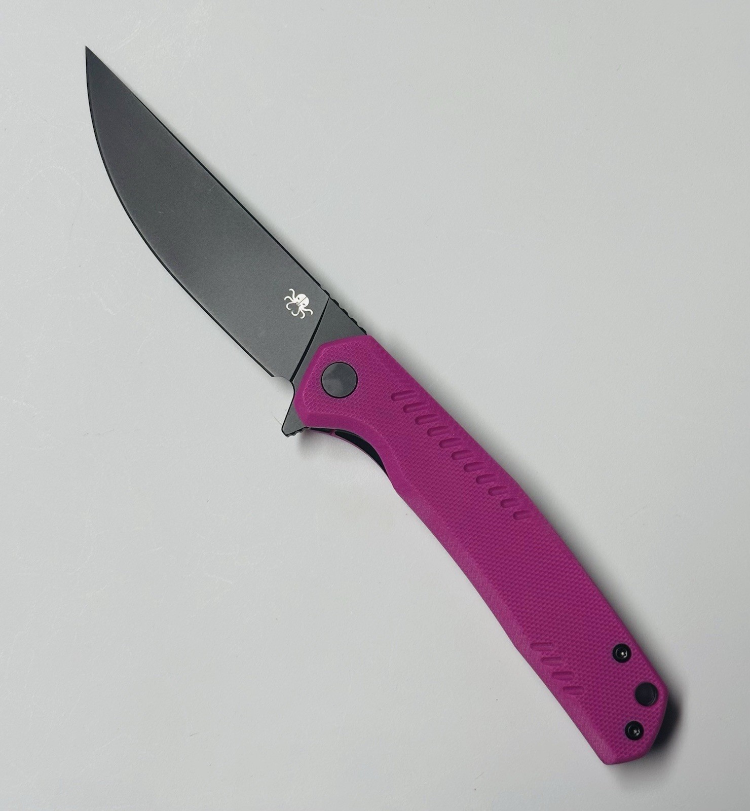 Klaken The Filnt Folding Knife 3.54” Black 14C28N Steel Magenta G10 EDC NEW