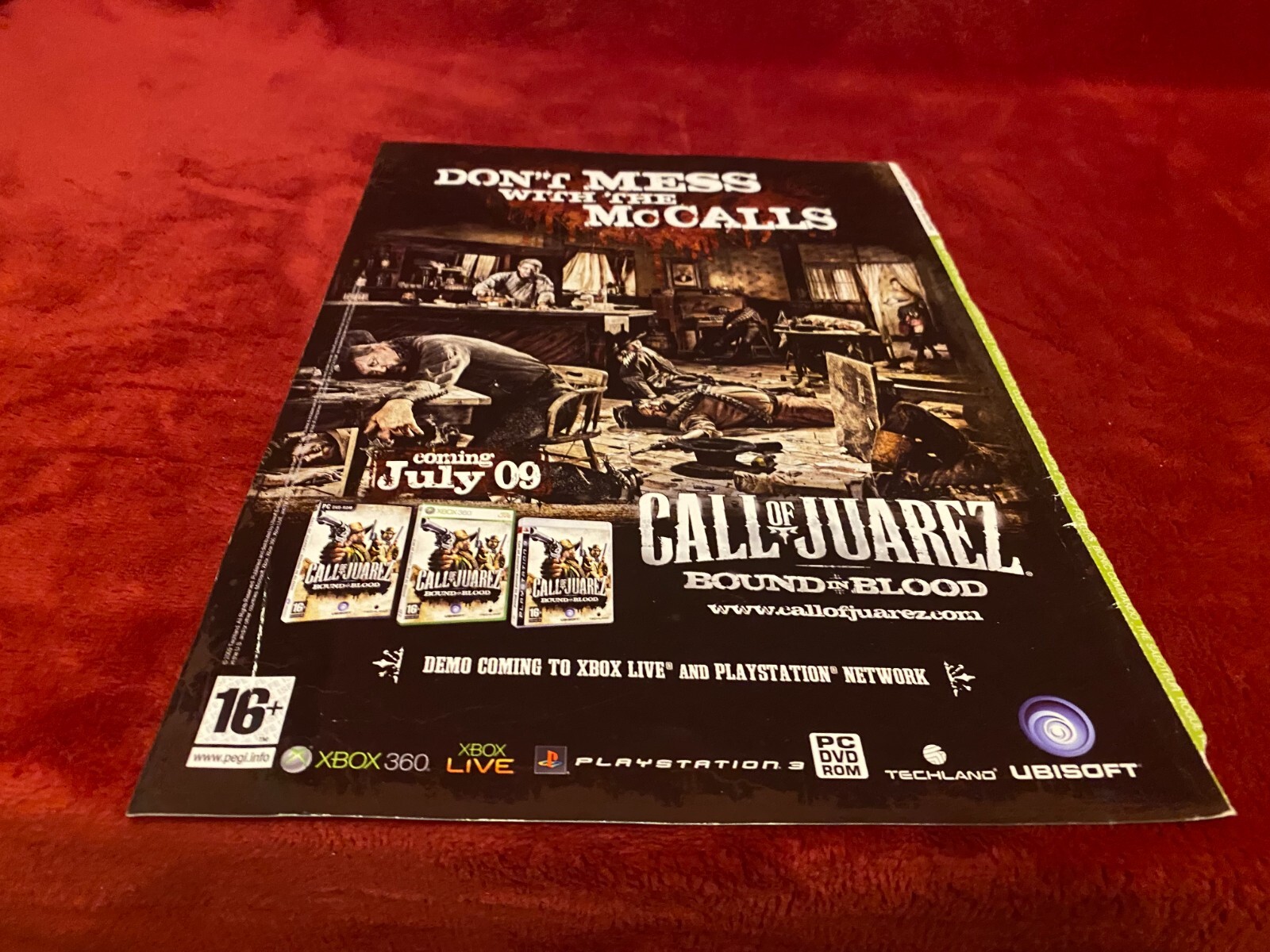 PADA21 GAME ADVERT 11X9 CALL OF JUAREZ : BOUND IN BLOOD XBOX PLAYSTATION PC