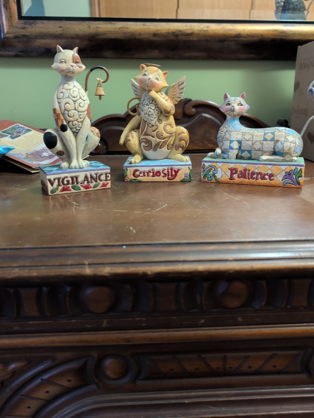Heartwood Creek Jim Shore Cats Lot Of 3 Cats Patience Vigilance Curiosity 