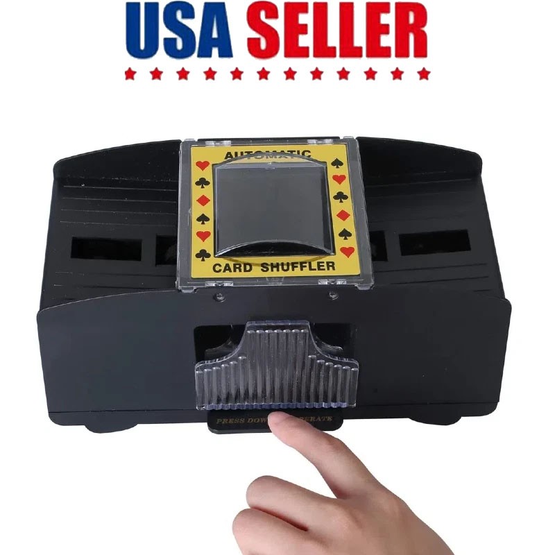 Automatic 2-Deck Card Shuffler – Electric, Battery Operated, US Version