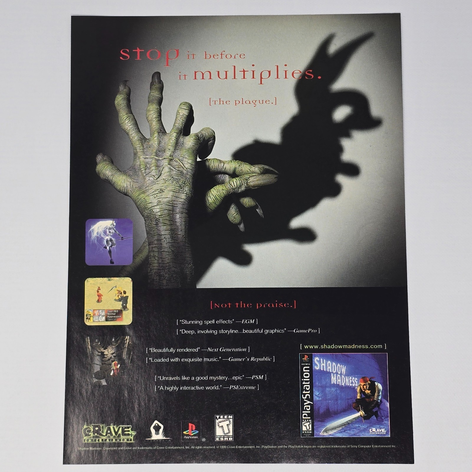 Shadow Madness Sony PlayStation 1 PS1 The Plague Print Ad/Poster