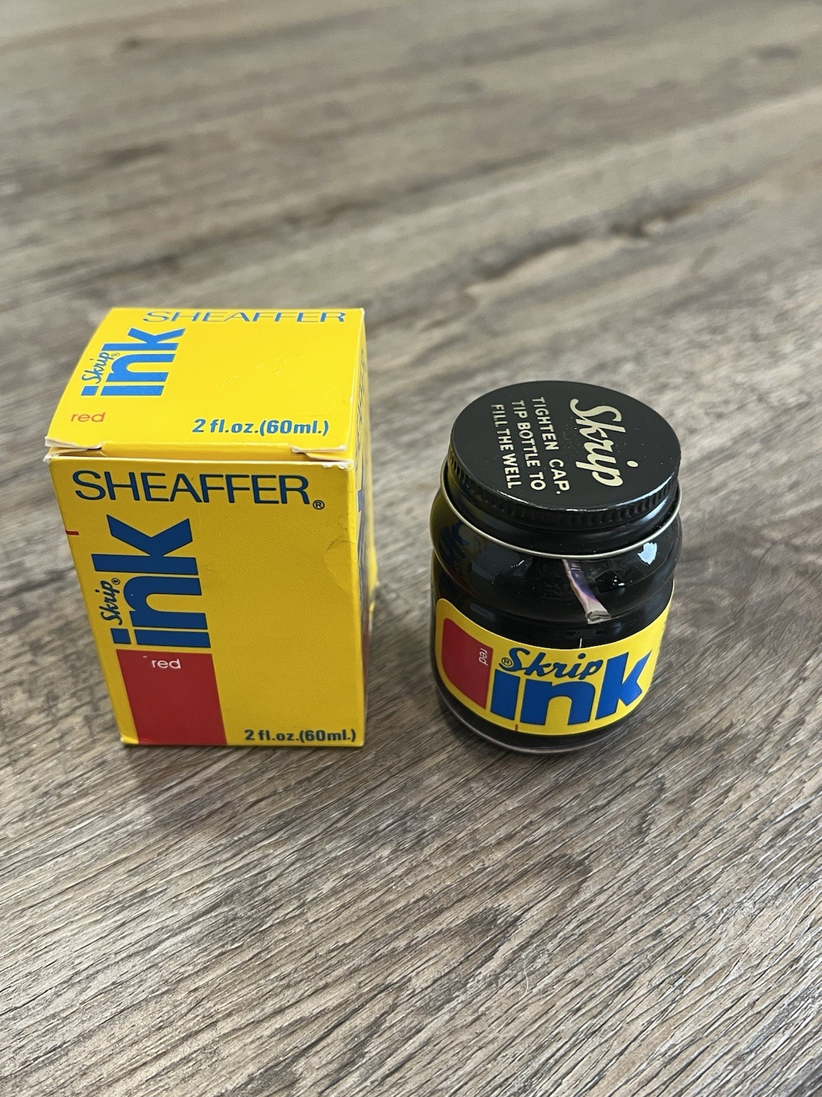 Sheaffer’s Skrip Ink Bottle with Box, Red New NOS, Sealed