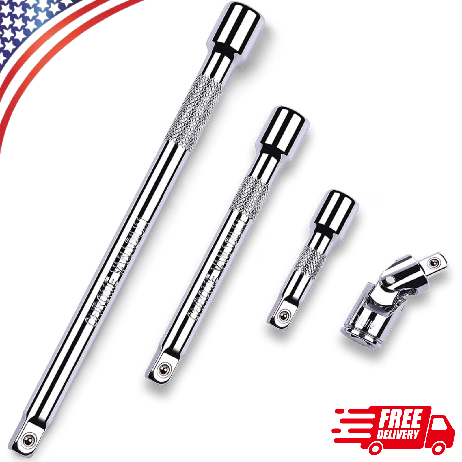 4 Piece 3/8 Drive Extension Bar Set 3/8 Drive Socket Extension Set...