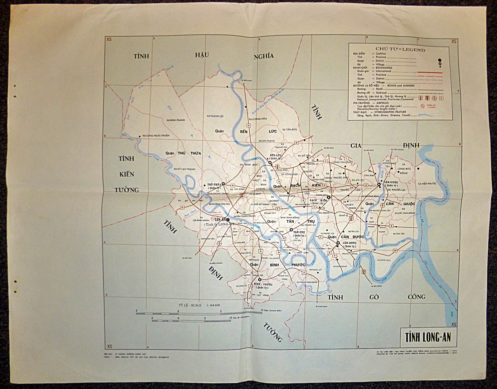 Chuong Thien - QLVNCH - Rare 1970 Map - Vi Thanh - Phoenix Program - Vietnam War