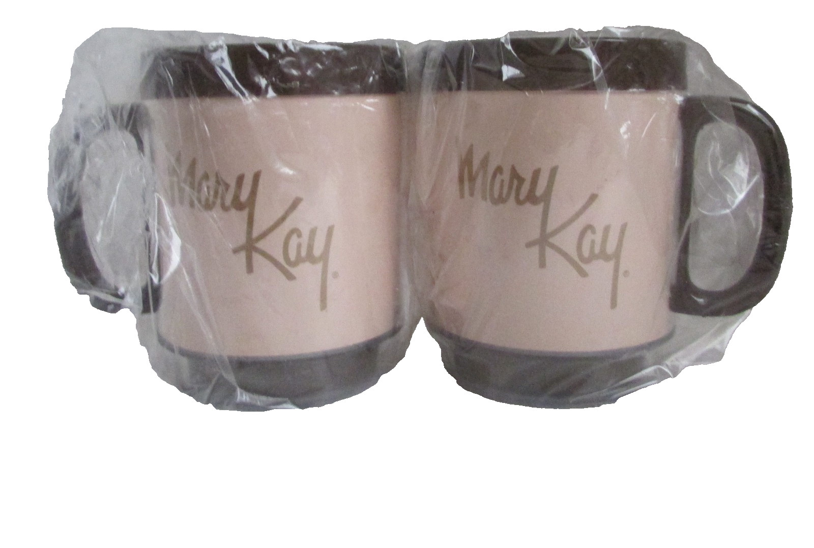 (2) VINTAGE Mary Kay Thermo-Serv Mugs Consultant Pink Brown NOS