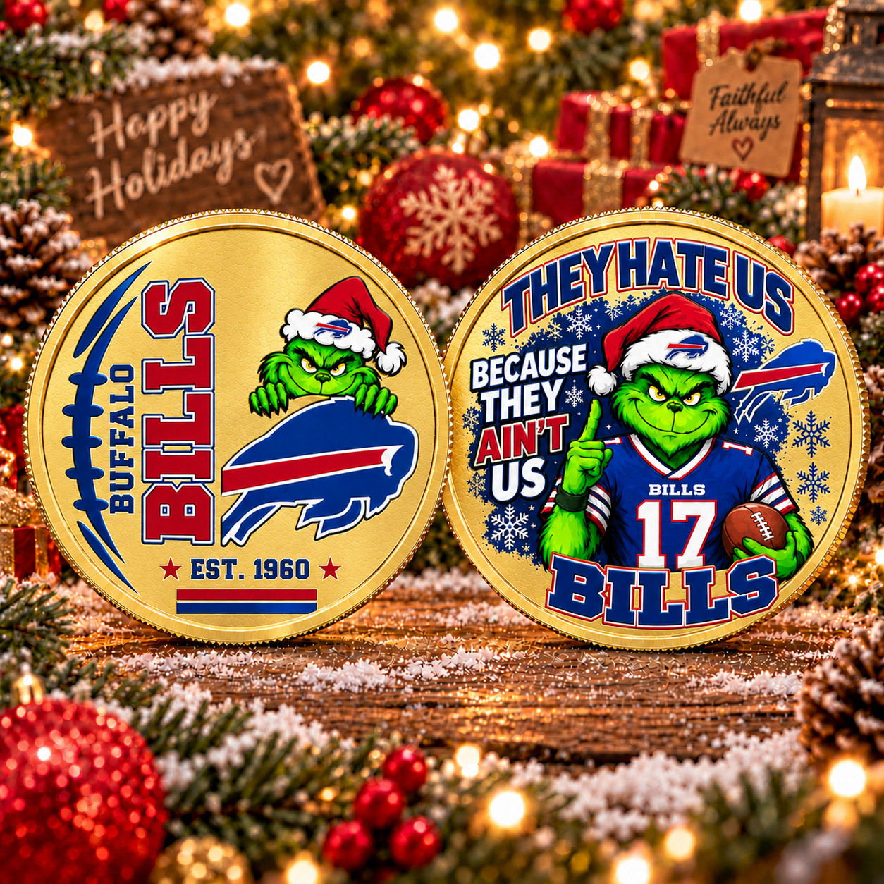 Buffalo Bills Grinch Christmas Vibes Commemorative Coin