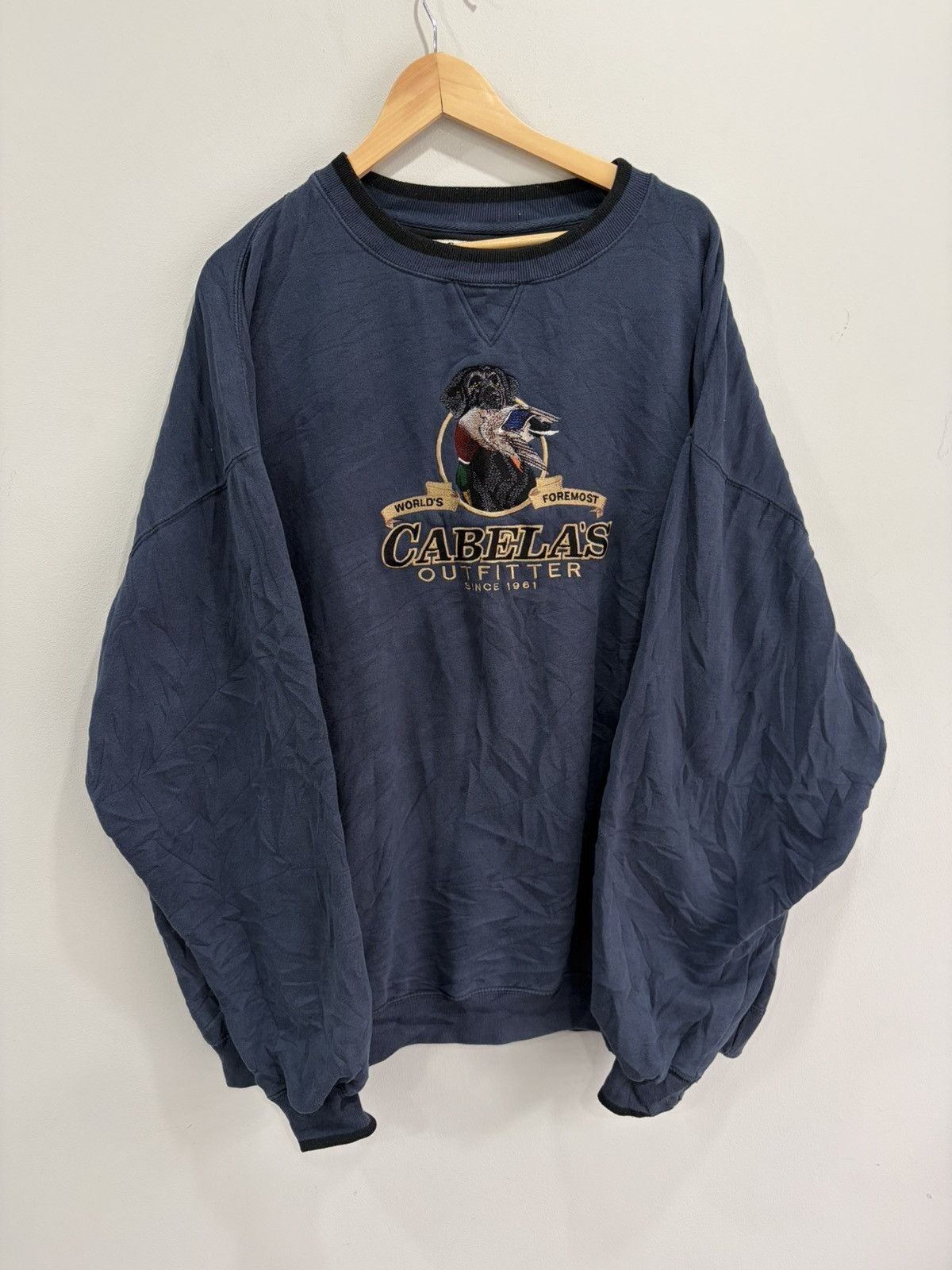 Vintage Cabelas Sweater Sweatshirt hunting dog duck 3Xt