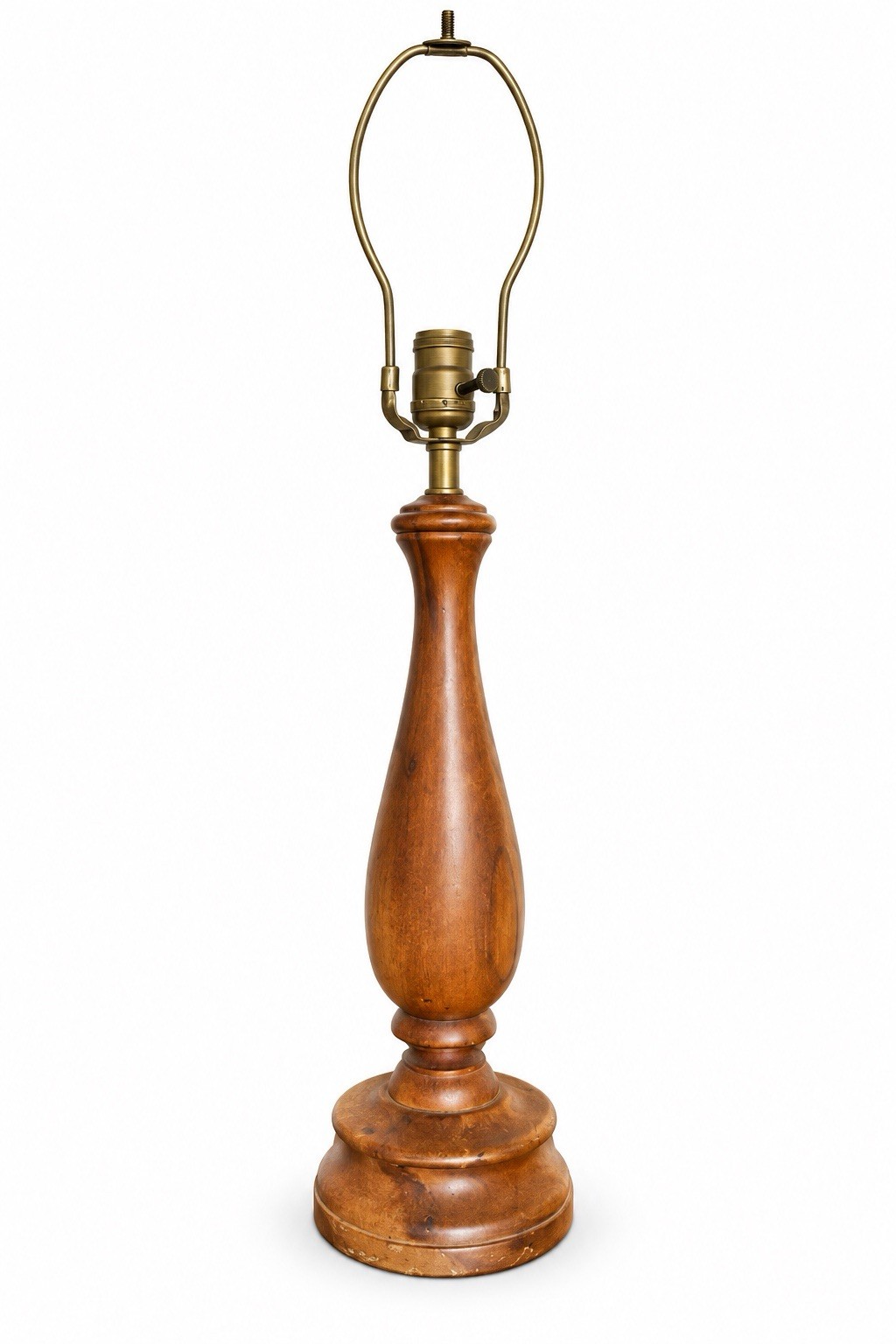 Vintage Mid Century Myrtle Wood 23” Tall Carved Lamp
