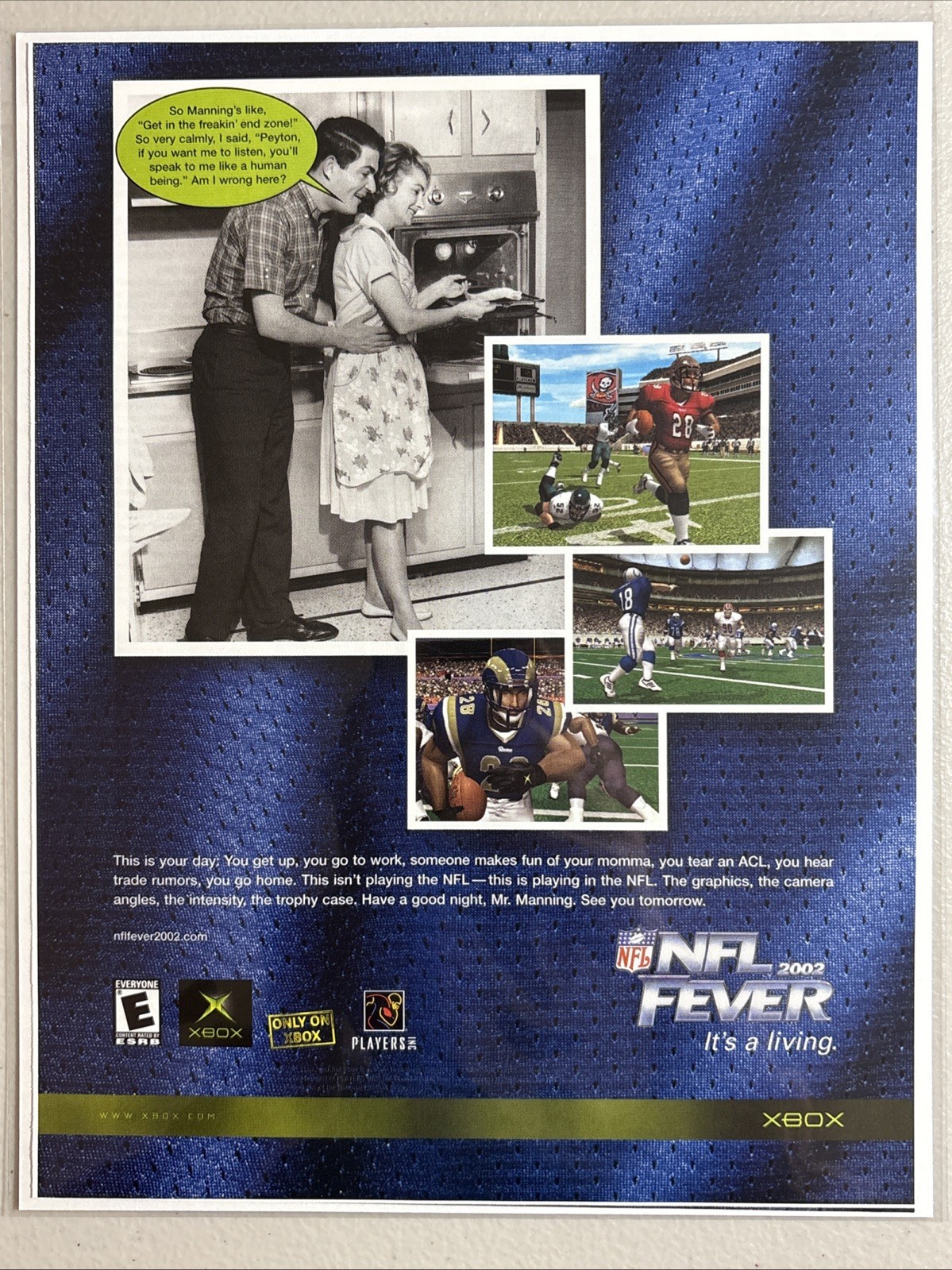 2002 Print Ad Microsoft XBOX NFL FEVER Video Game Magazine Page