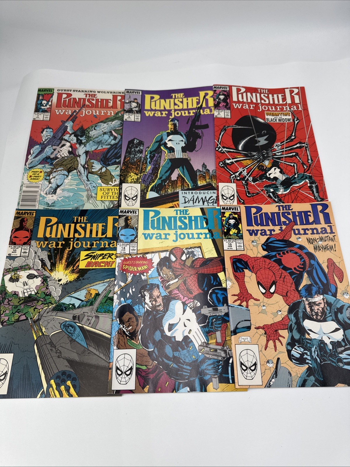 PUNISHER WAR JOURNAL #7 8 9 10 14 15  1989 - Jim Lee art - Lot of 6 Comics