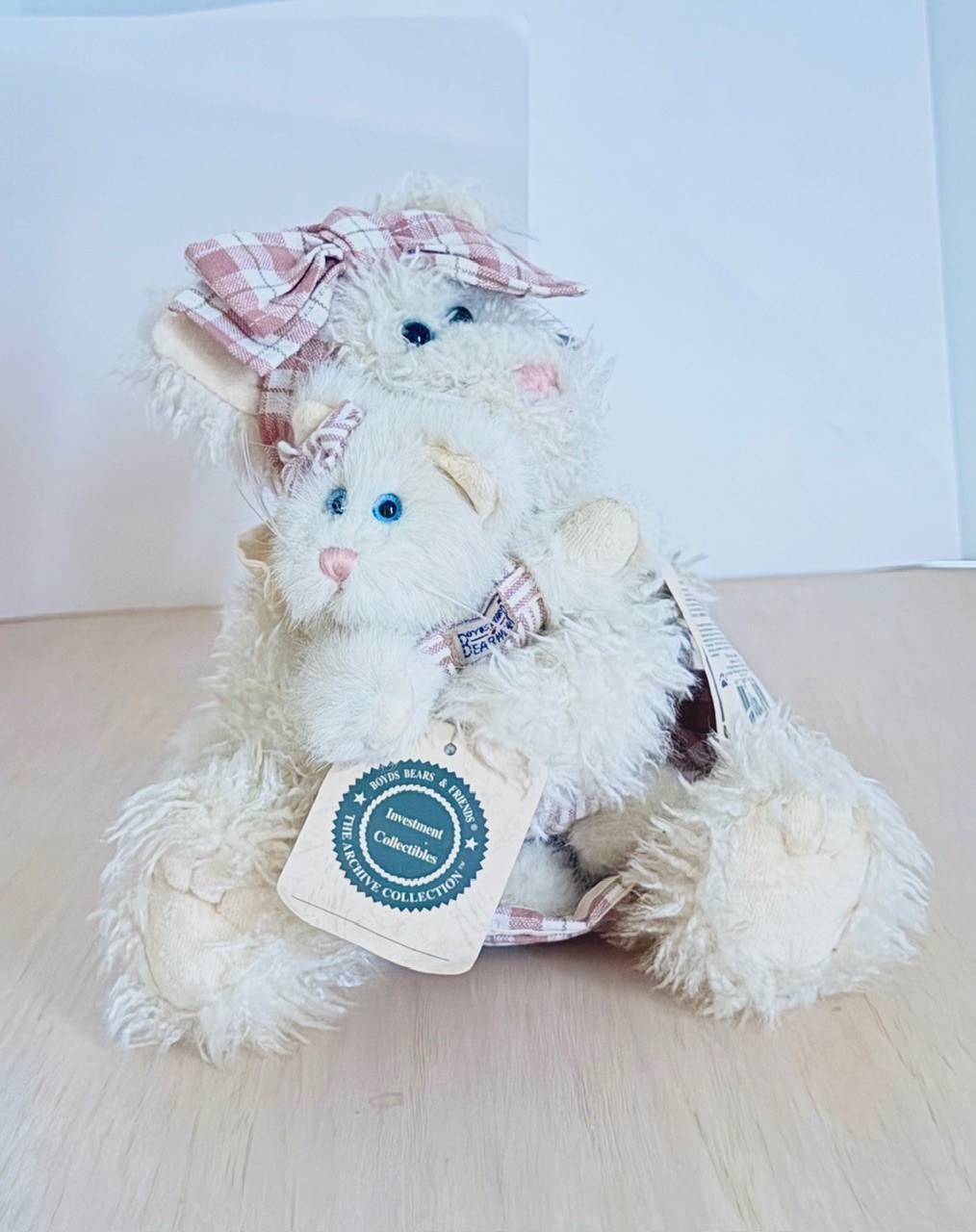 BOYDS BEARS Momma McFuzz & Missy CAT PLUSH SET BLUE EYES JOINTED ARCHIVE w/TAGS