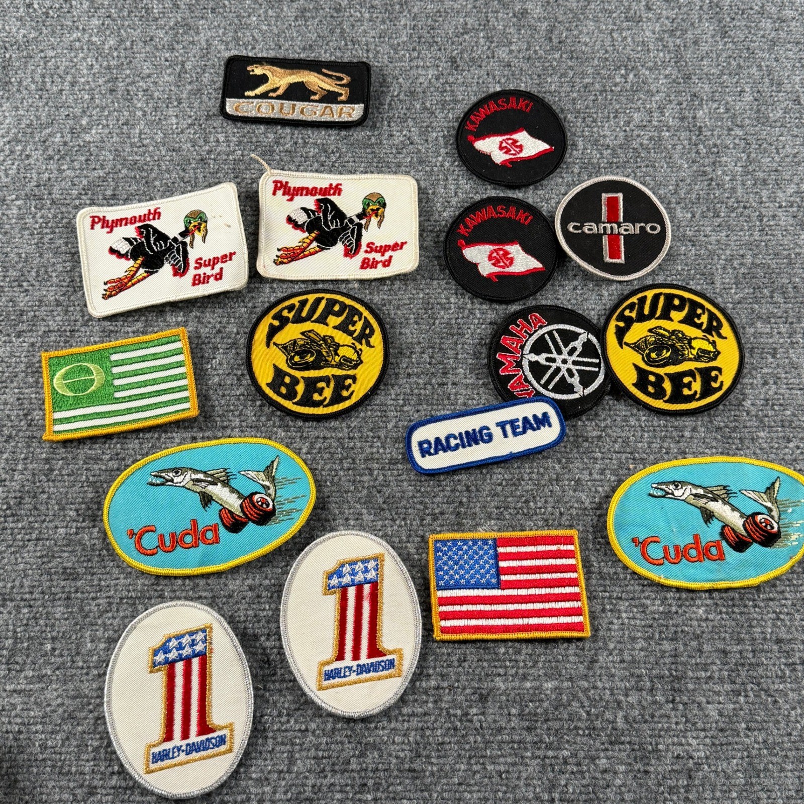 Vintage Automotive Patches Multi Muscle Car Racing Harley Davidson Lot
