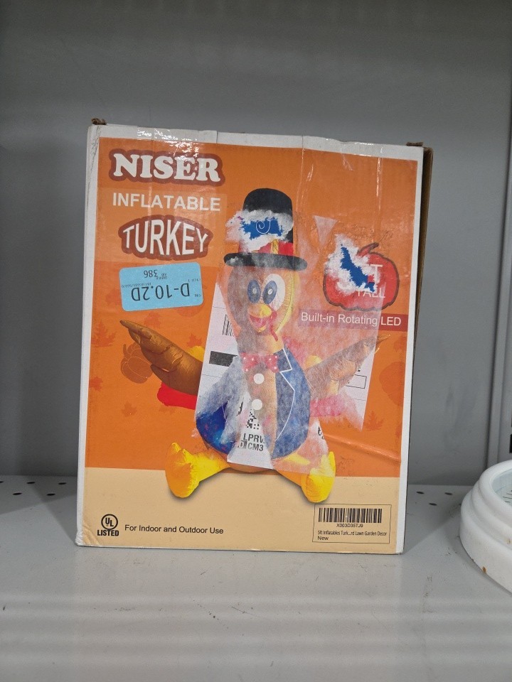 NISER 5FT Inflatable Thanksgiving Turkey Rotating LED Lights Sealed Box NEW