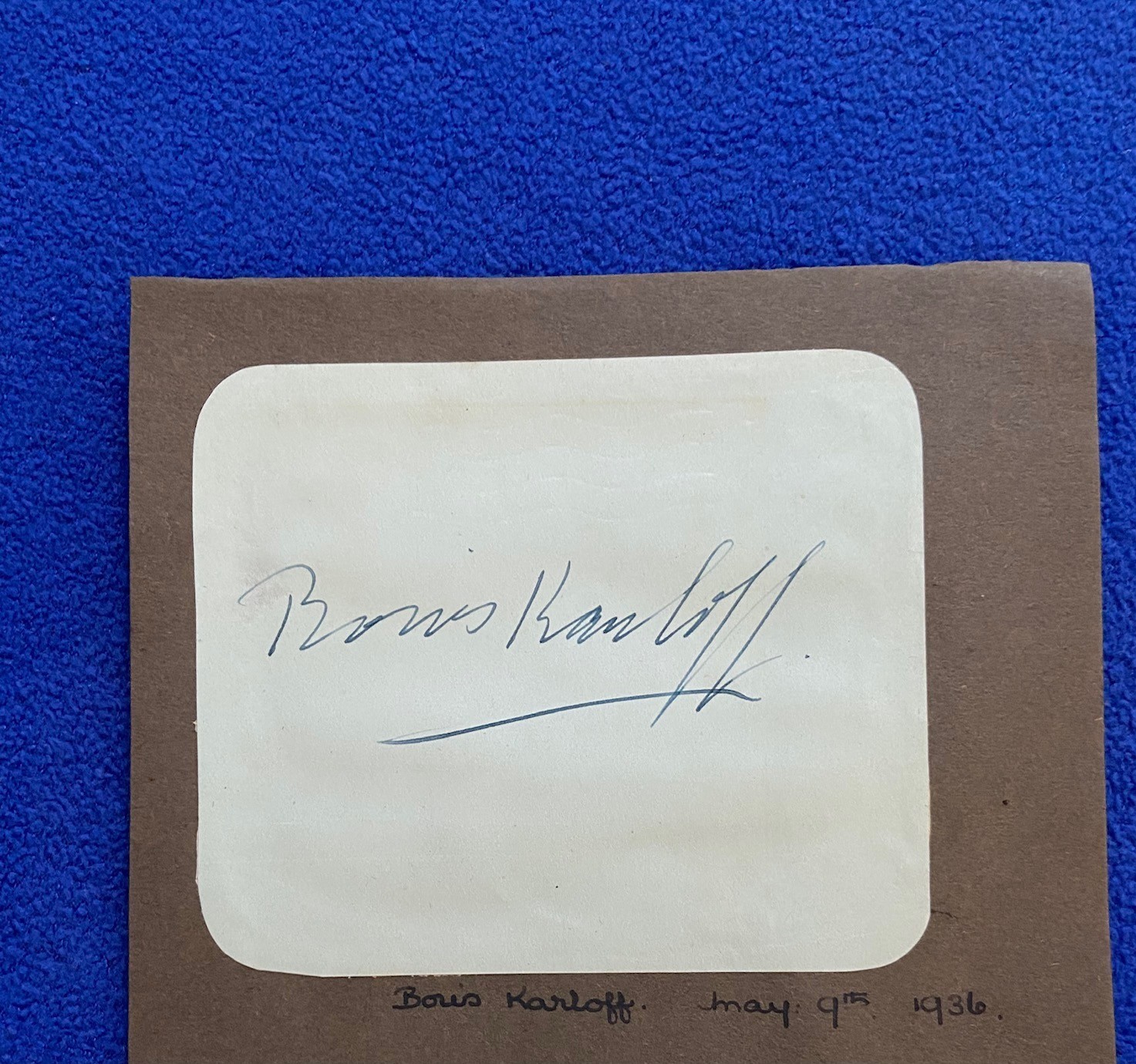 Boris Karloff Actor Signed May 9th 1936 - Frankenstein - The Mummy