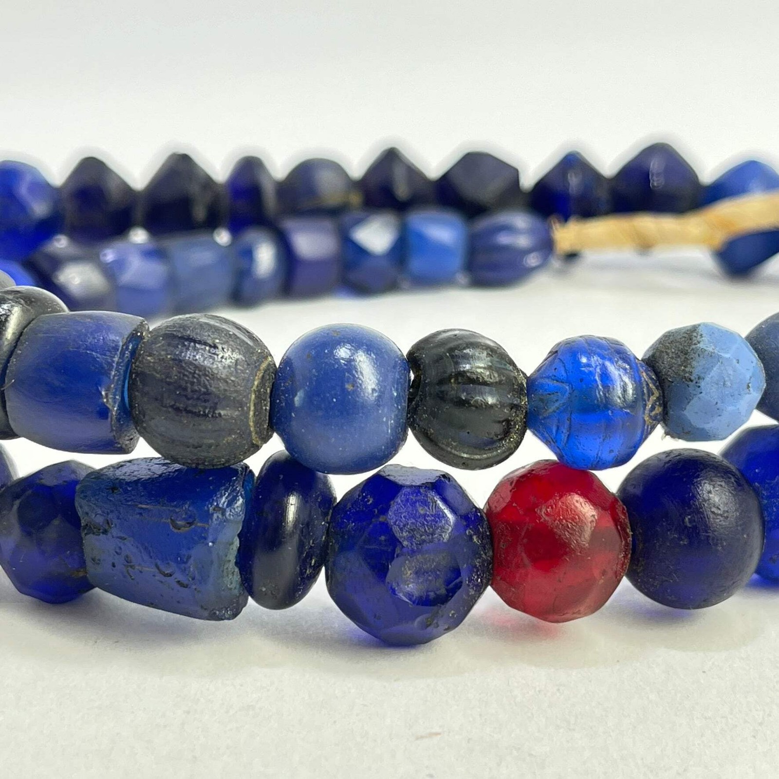 Russian Blue and Cobalt Blue Vaseline Trade Beads 30inch