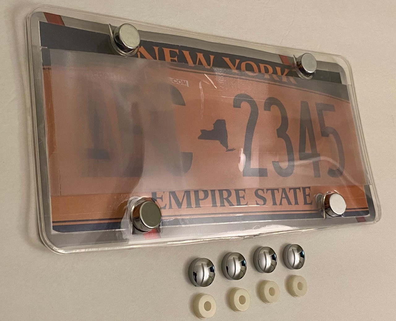 1st Gen. Phantom Tag Protector Clear License Plate Cover & Chrome Bolt Caps