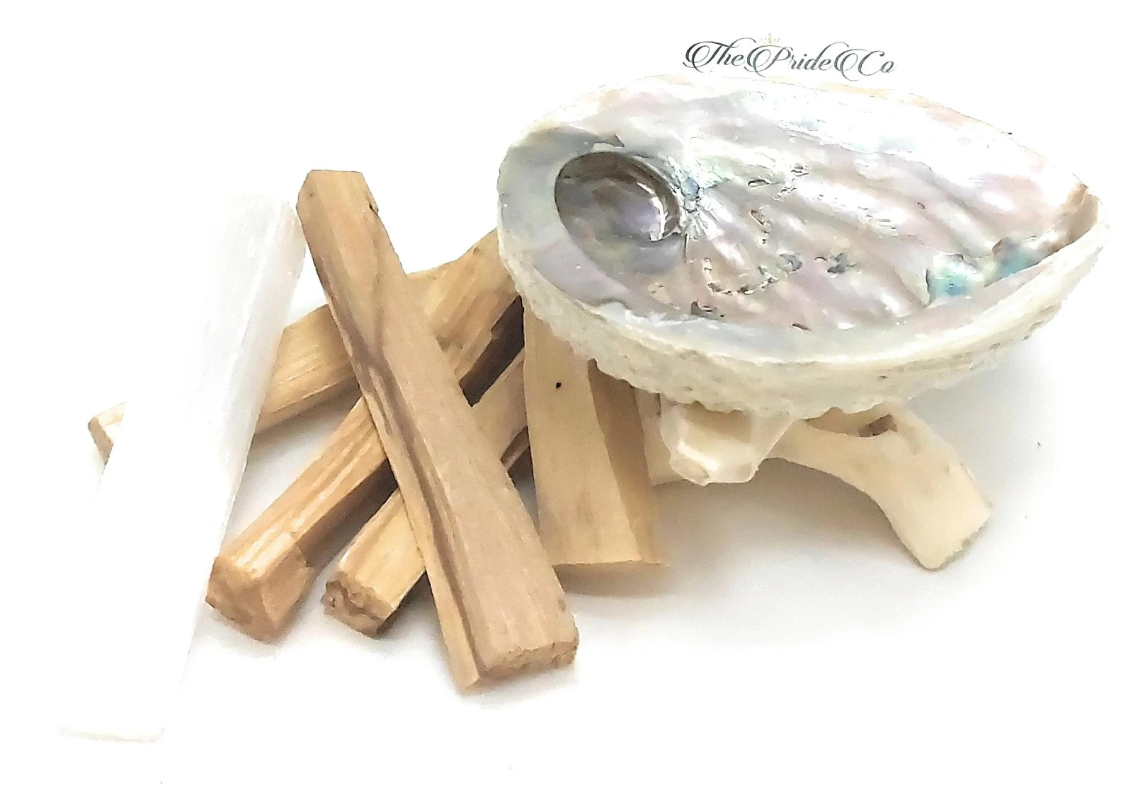 Palo Santo Smudge Incense Holy Stick/Wood (5 Pack) With Abalone Shell & Stand