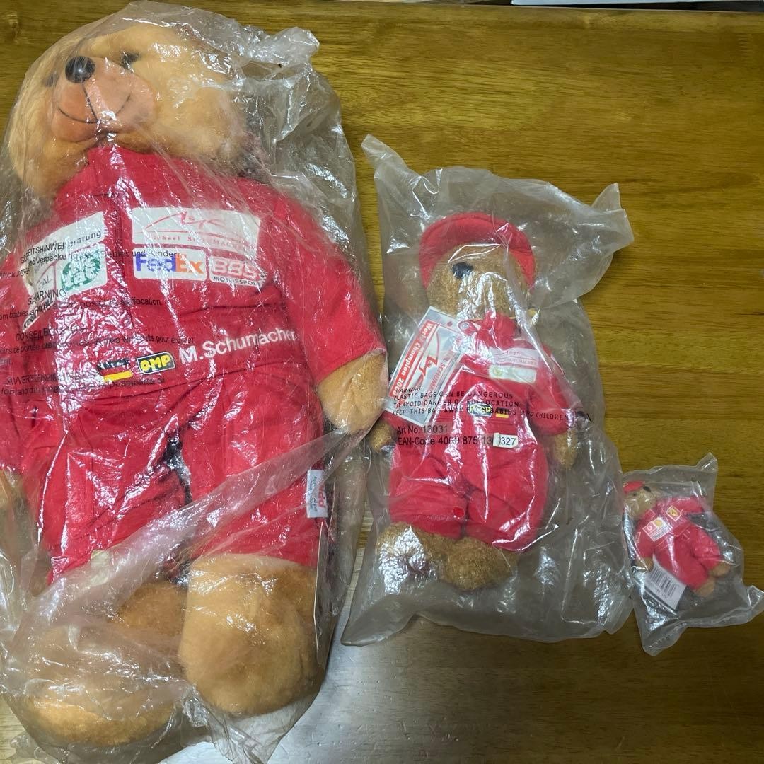 Michael Schumacher Teddy Bear Set of 3 Red Race Suit F1 World Champion 2000