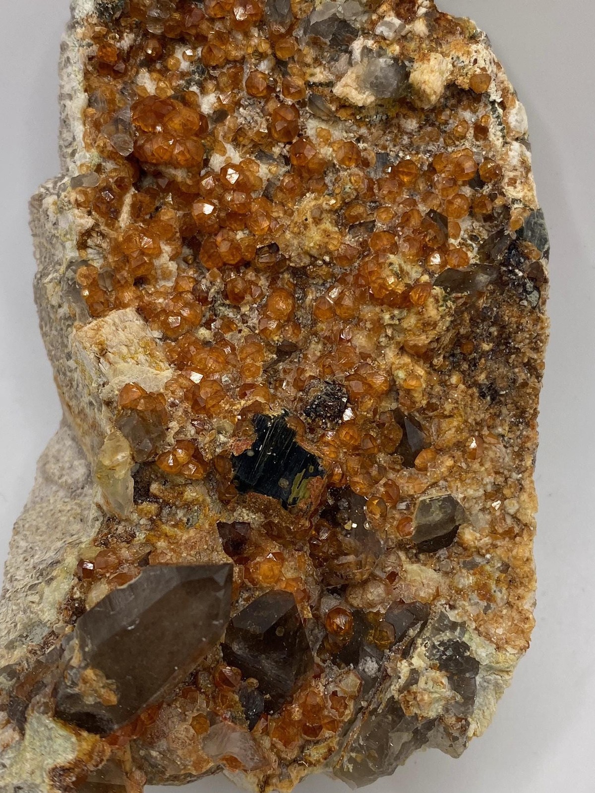 Fantastic Fanta Orange Garnet Cluster with Smoky Quartz Spessartine Garnet