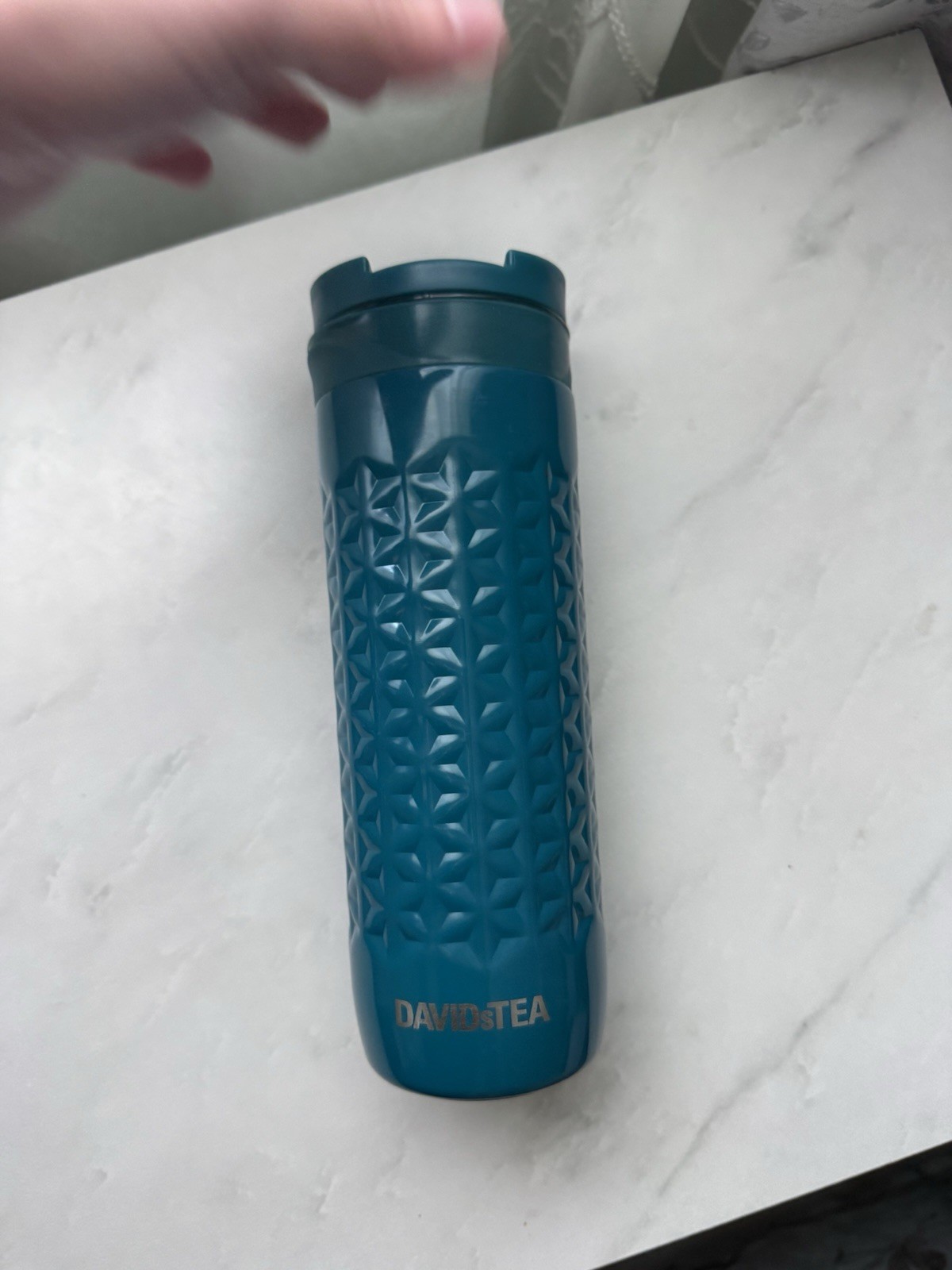 New discontinued, limited edition, David’s tea, travel, Tumbler in teal blue
